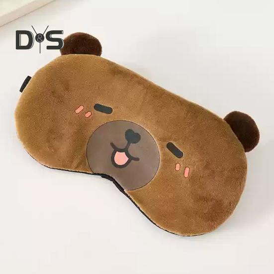 Capybara Light Blocking Eye Cover with Elastic Band Plush Cartoon Animal Hot Cold Compress Eye Shade Men Women Travel Nap Sleeping Blackout Eye Cover