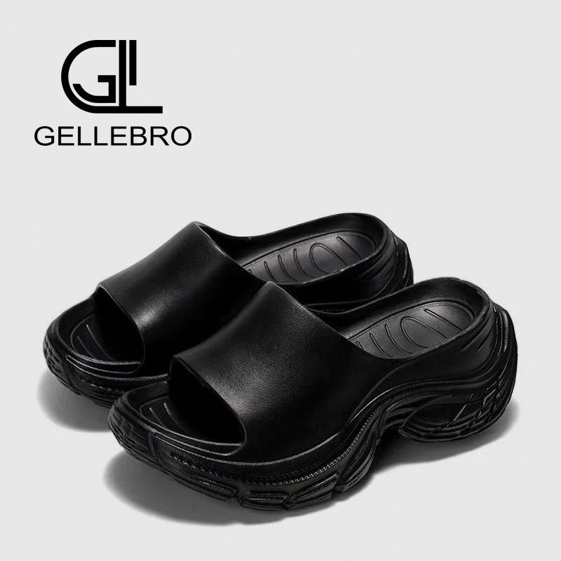 Summer new one-word drag thick-soled high-heeled slippers women's muffin bottom heightening beach shoes wedge heel lazy sandals