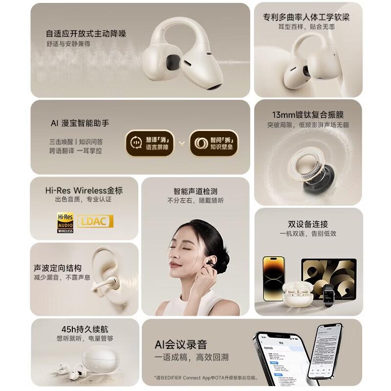 Edifier Lolli Clip AI Smart Open-Ear Bluetooth Headset