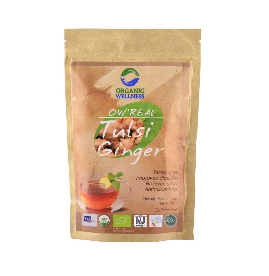 

Чай з Тулсі та Імбиром (100 г), Real Tulsi Ginger Tea, Organic Wellness