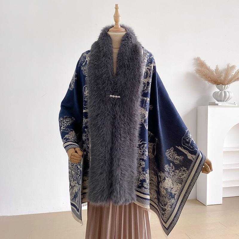 Two-Sides  Shawls Female Designer Women Winter Scarf Pashmina Flower Bufandas Foulard Warm Hijab Wraps Travel Stoles