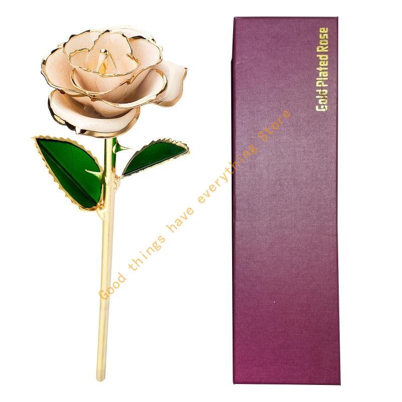 24K Plated Gold Dipped Rose Dried Flower with Gift Box and Dispaly Stand 55KF
