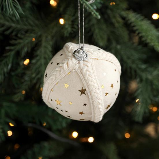 Starry Knit Christmas Ornaments Decorative Foam Balls DIY Craft Festive Tree Decor with Hanging Loop