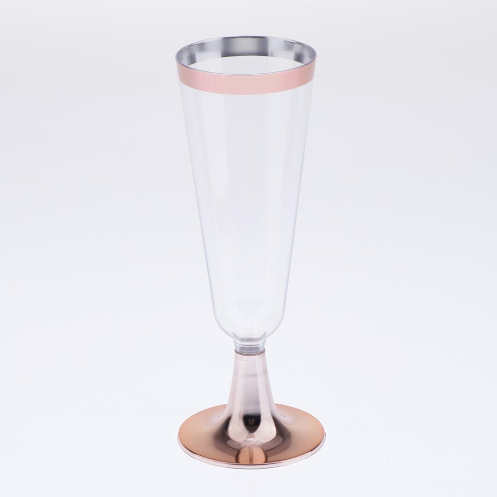 12x Disposable Plastic Champagne Cups with Rose Gold/Gold