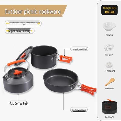 Portable Non-Stick Cookware Set for 2-3 People – Teapot & Frying Pan for Camping and Picnics
