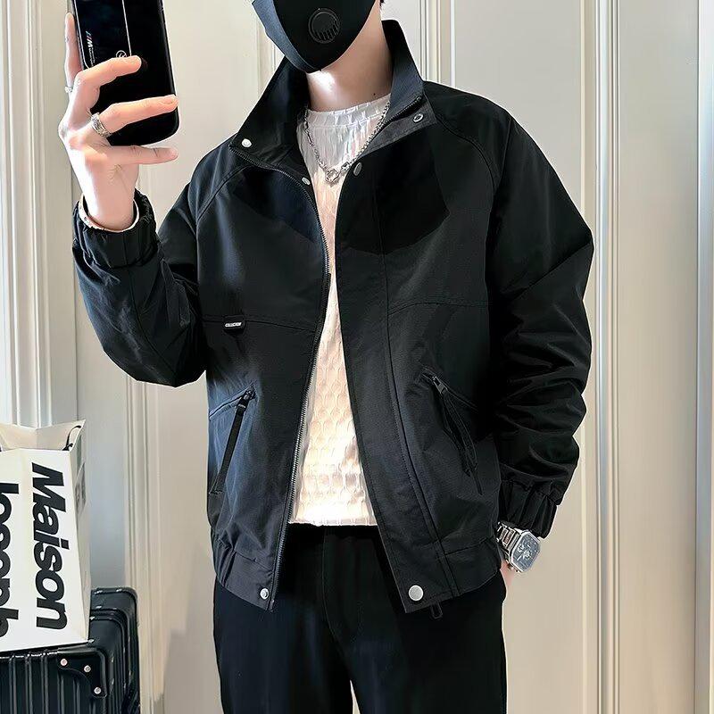 Męska Kurtka Streetwear Wysokiej Jakości na Wiosnę/Jesień – Modna, Luźny Krój, Stylowa Odzież Wierzchnia