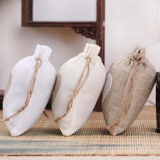 10Pcs Imitation Linen Present Wrapping Bag with Drawstring Anti-deformed New Year Candy Pouch for Party