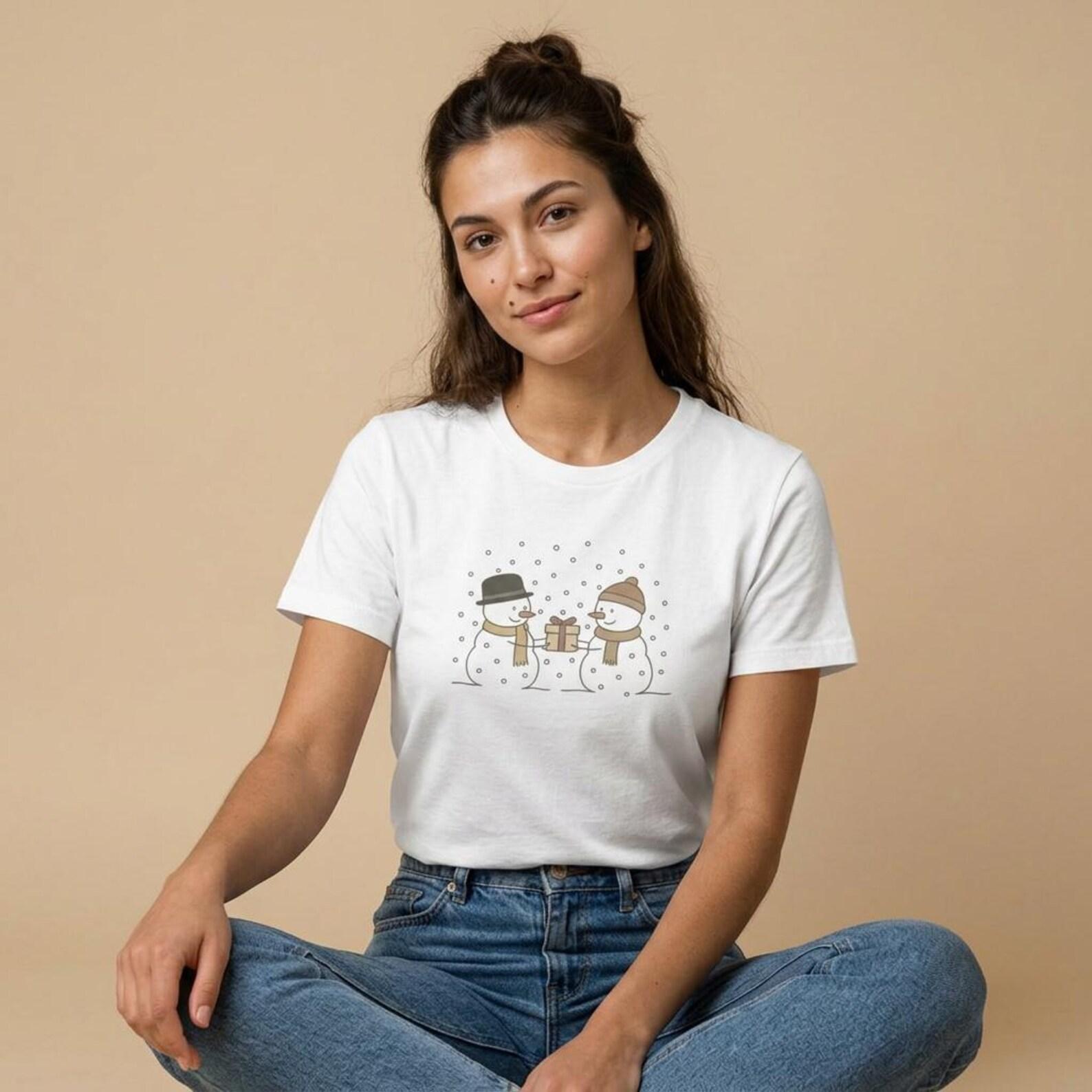Snowman Friends T-Shirt | Cute Winter Holiday Snowmen Tee S
