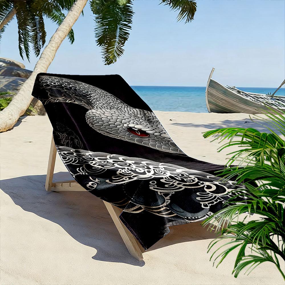 Majestic Serpent's Intricate Elegance Print Beach Towel, Quick Drying, Suitable for Travel, Outdoor Sports, Jogging, the Beach and Swimming, Gift