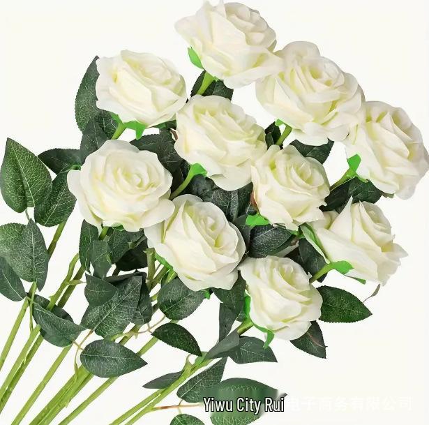 Rose di Seta Bianca Fiori Artificiali per San Valentino, Festival Qixi e Decorazioni per Matrimoni