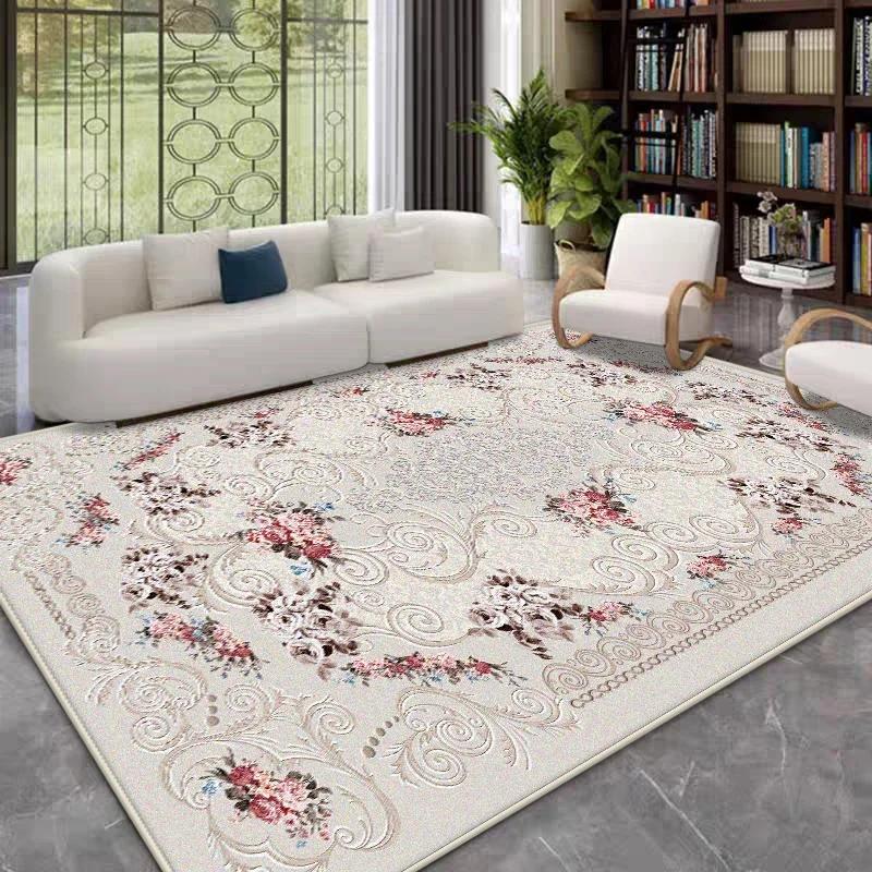 

Вінтажний килим з квітковим візерунком - М який, нековзкий, миючийся килим для вітальні, під стіл - Килимок для підлоги в спальню, елегантний домашній декор 120x160cm