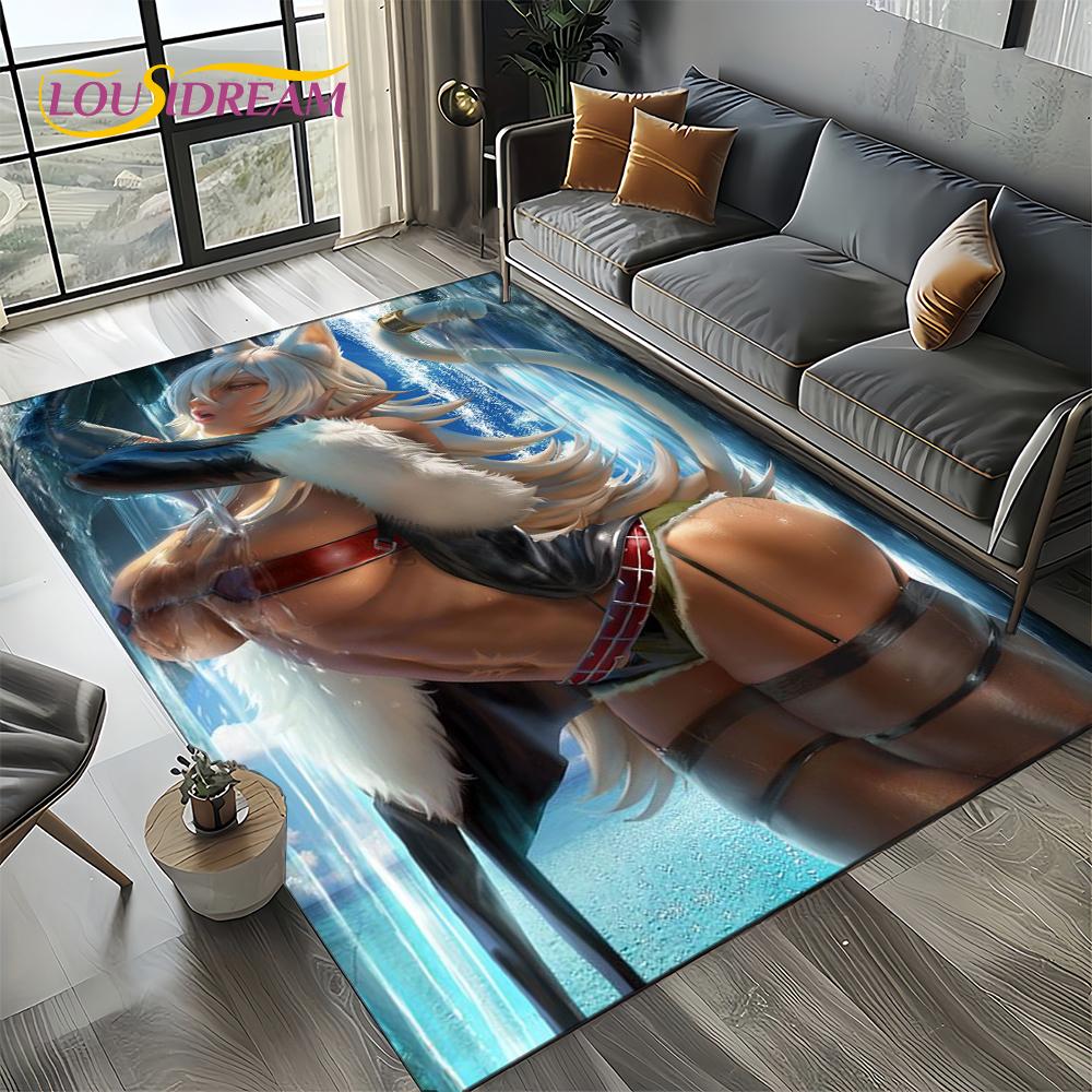3D Sexy Krajka Krásná Dívka Dáma Kreslená Anime Postava Koberec Kobereček pro Obývací Pokoj Ložnici Domácí Dekorace Pohovky, Protiskluzová Podložka na Podlahu