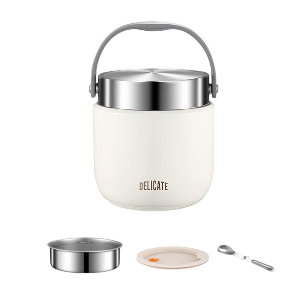 304 Stainless Steel Insulated Lunch Bucket with Spoon Vacuum Pot Durable Thermos Food Jar  Soup
