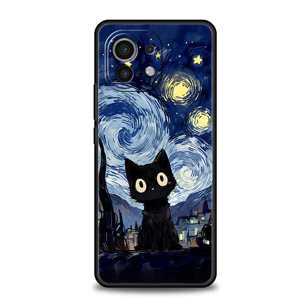 Phone Case For Xiaomi Mi 14 13 12 11 Lite 13T 12T 11x 11T 10T Pro 9T Note 10 Lite Soft Black Cover Retro Van Gogh Oil Painting