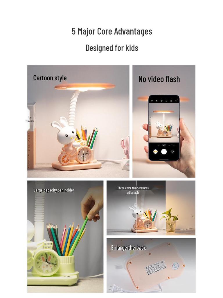 Children's Cartoon Desk Lamp - Multifunctional Bedside & Study Light for Elementary Students