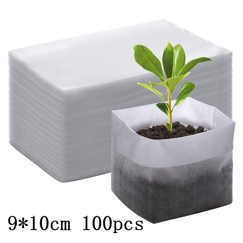 100Pcs Biodegradable Nursery Bag Garden Planting Bag Non-Woven Fabric Plant Grow Bag Seeds Flowerpot Garden Accessories