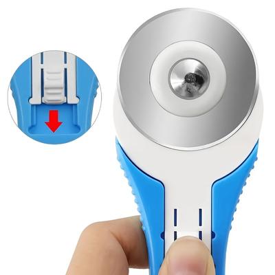 Coltello per Tessuto a Rotella Girevole da 28mm - Operazione con una Mano, Testa di Taglio Telescopica con Lama Circolare Sostituibile in Acciaio Inossidabile