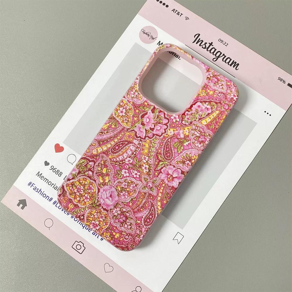 

Ethnic Style Retro Flowers Silicone Phone Case For iPhone 17 Pro 17Air 13 16 15 14 12 11 Pro Max 15 Plus Soft Bumper Cover Funda iPhone 15