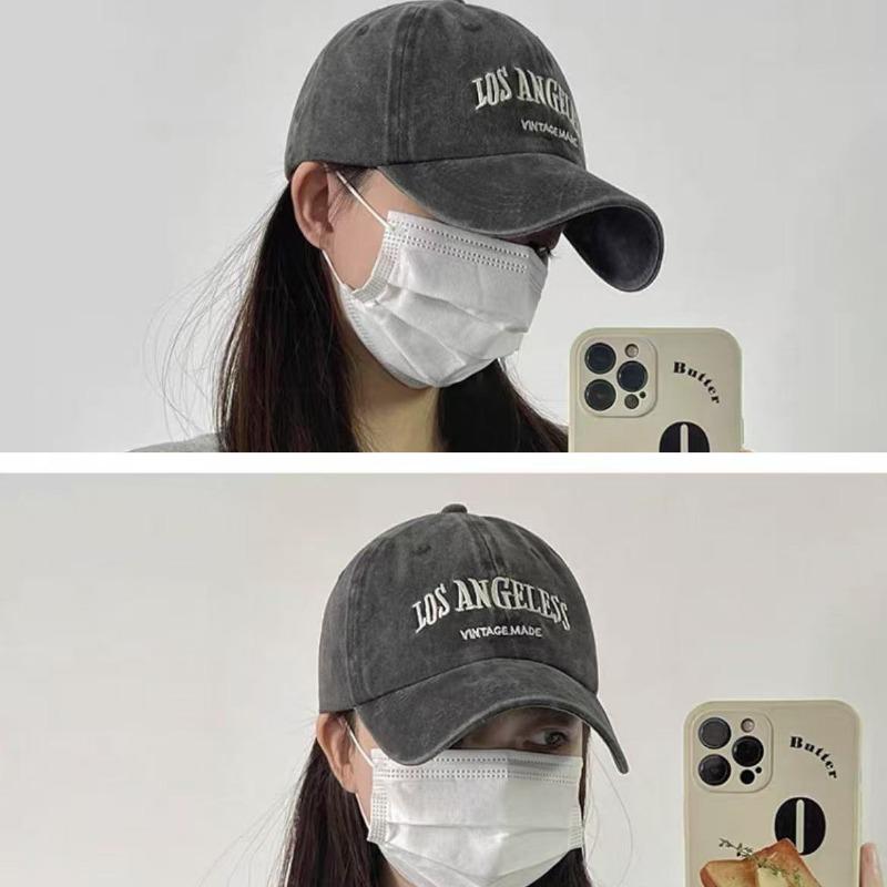 Autumn and Winter Retro Peaked Cap Women's Soft Top Hat Women's Washed Face Small Wide Brim Baseball Cap
