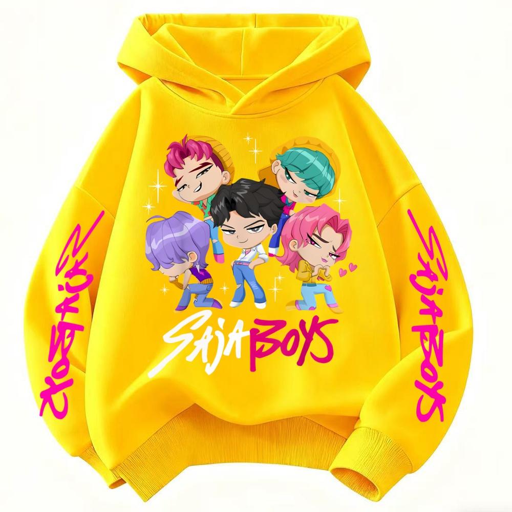 Children's Korean Wave Fashion Casual Tops KPop Demon Hunter Rumi Derpy Cartoon Girls Boy Hooded Sweatshirt Clothing