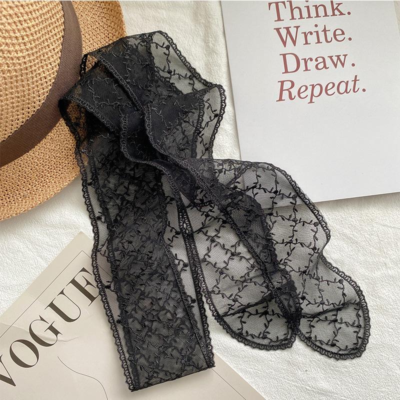 Korean temperament retro lace belt headband long ribbon decorative scarf ins small silk scarf necklace silk scarf women