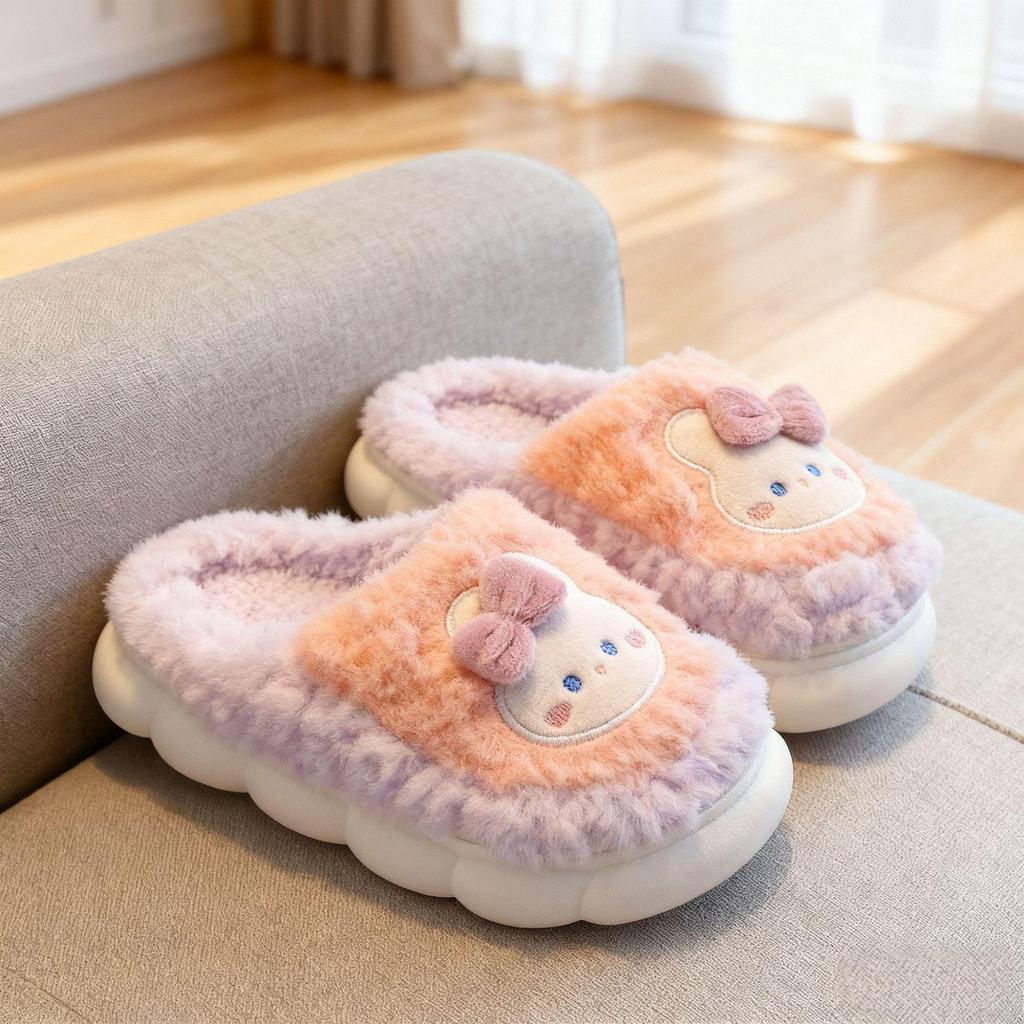 Cozy Winter Kids' Non-slip Cotton Slippers with Cute Design and Closed Heel