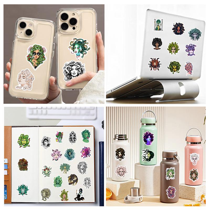 60pcs Snake-haired Banshee Medusa Graffiti Stickers Skateboard Helmet Notebook Guitar Stationery Waterproof PVC Stickers