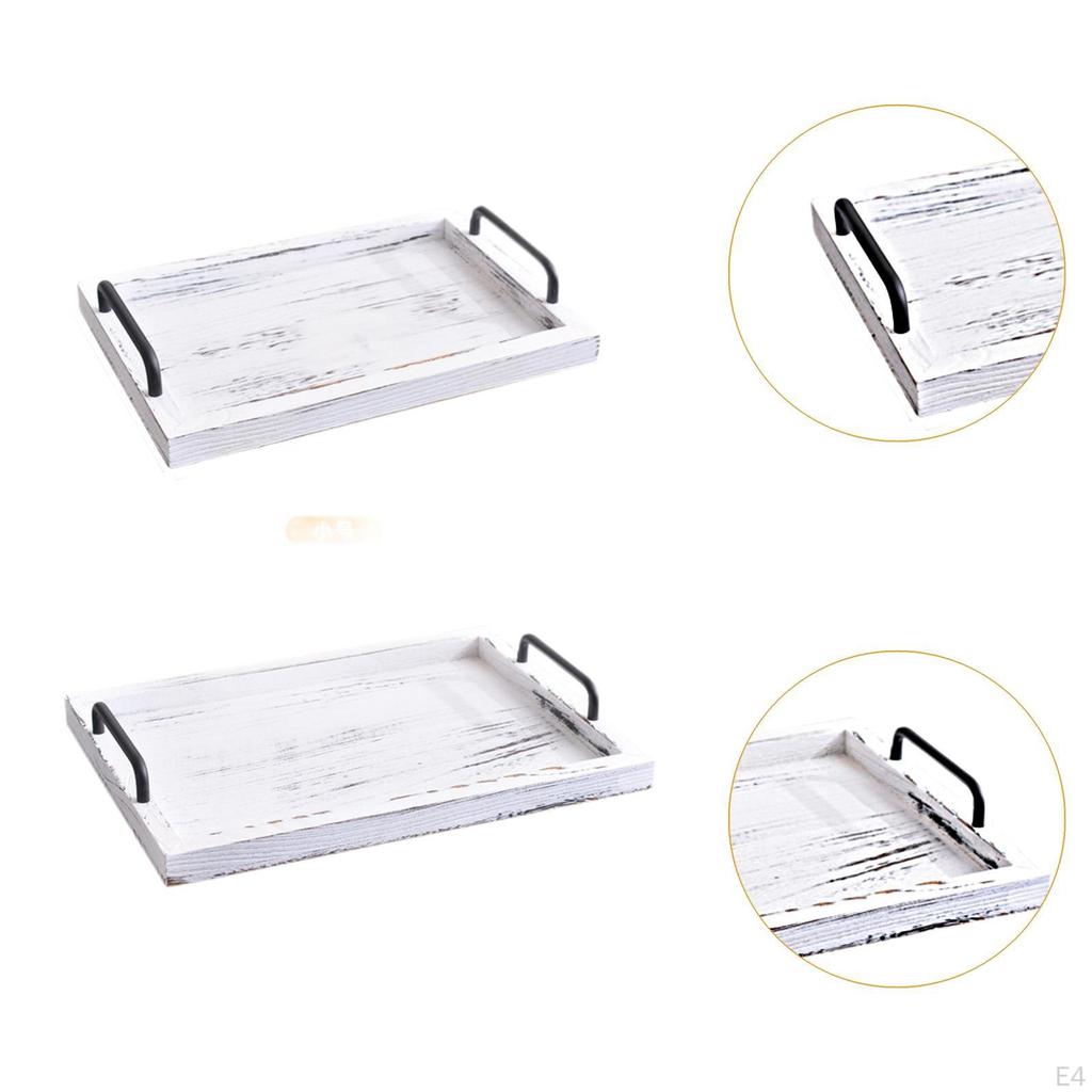 2 Pack Rustic Serving Trays, Stylish Board, Multipurpose Vintage Platters, Wooden Board for
