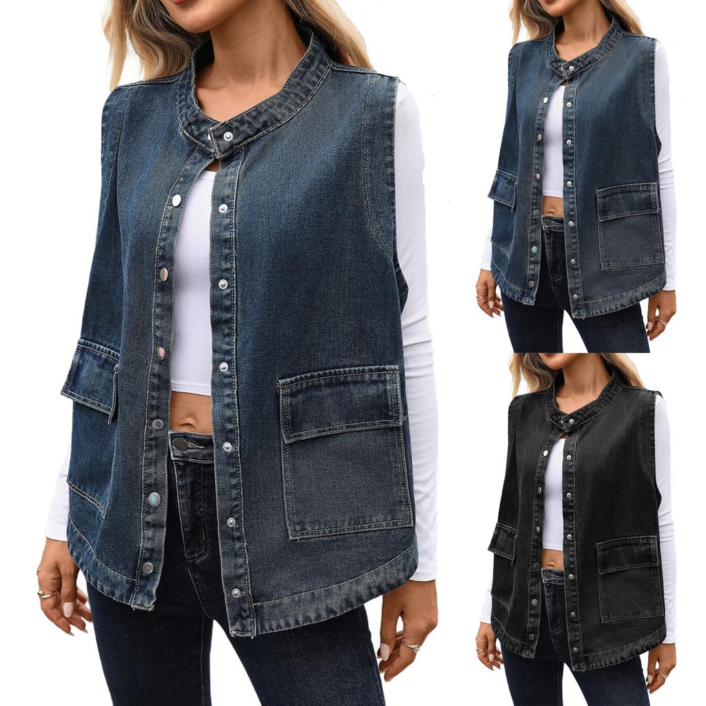 Women's Fashion Casual Solid Color Denim Jacket Short Top