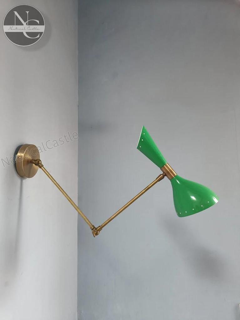 Mid Century Brass Diabolo Wall Sconce Pair: Italian Stinlovo Style