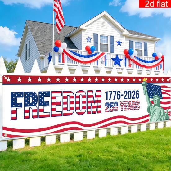 250th Anniversary Banner 6.5x1.5ft 250 Years of Freedom American Patriotic Decoration