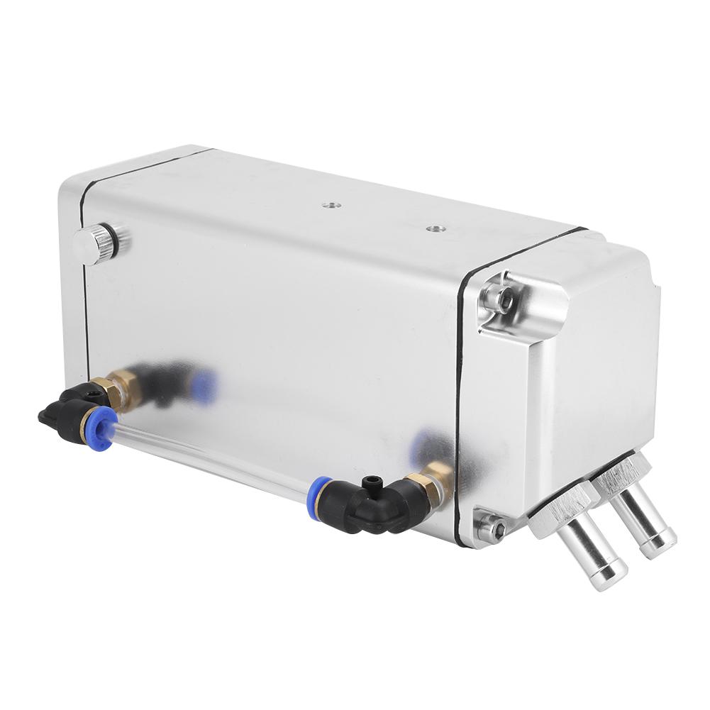 Square Aluminum Racing Oil Catch Tank Breather Can Reservoir Car Modified Accessories (Silver)