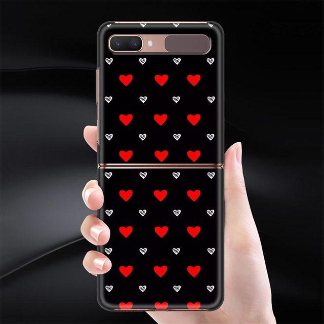 Schwarz Harte Telefon Fall Für Samsung Galaxy Z Flip 3 4 Abdeckung Für Zflip 5g Luxus Zurück Capa Dünne fundas Tasche Tier Nette Liebe Herz