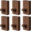 Wooden Crochet Wall (walnut & Beech) - Pack of 6, Adhesive Included, Scandinavian Style, Load 3 Kg