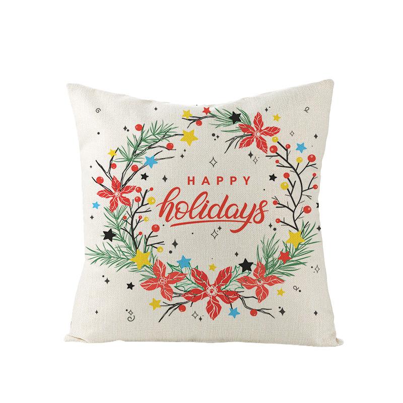 Home Polyester Pillow Cover Cartoon Digital Print Christmas Cushion Cover Living Room Sofa Cushion Cover