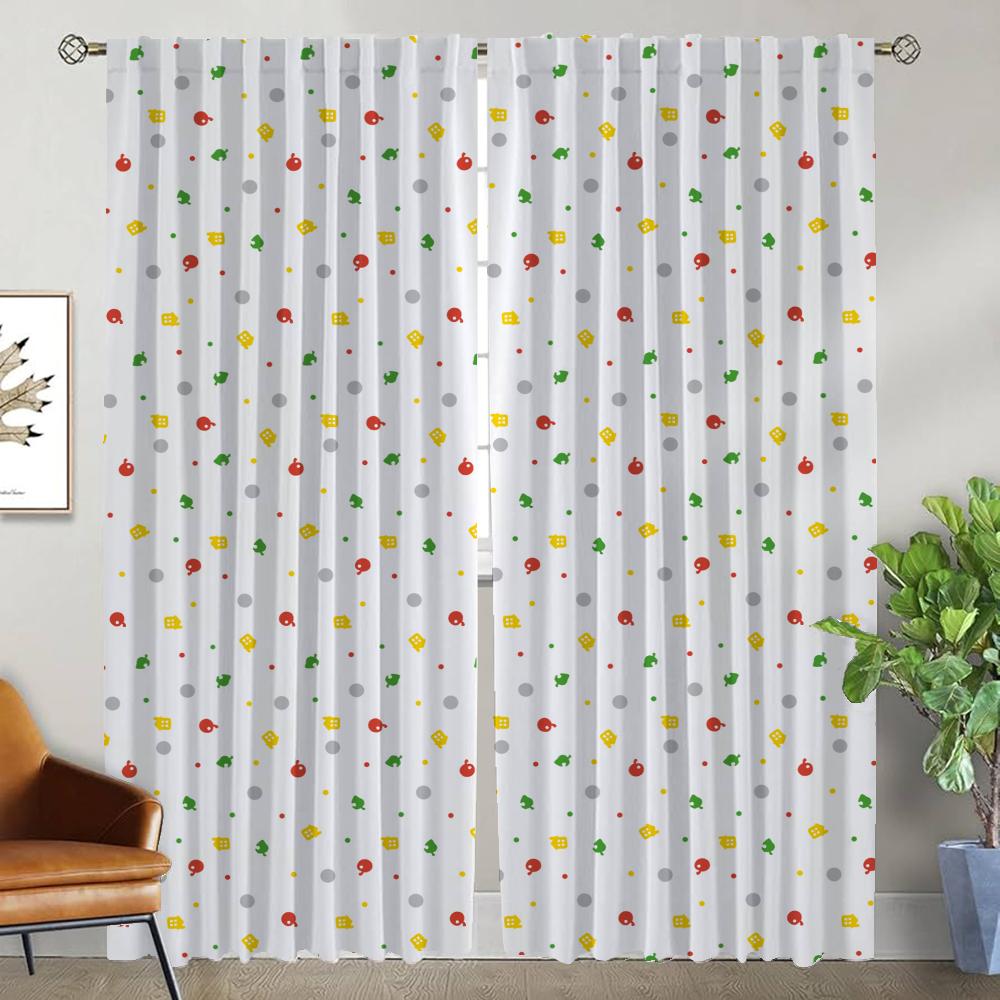 Animal Crossing Gardiner för Vardagsrum Gardin Tyll för Sovrum Heminredning Gardiner 2 Stycken Rullgardiner Avskärmning Kök