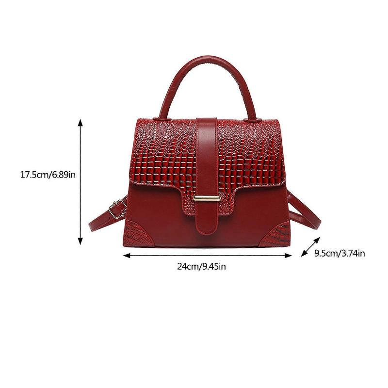PU Leather Crossbody Bag For Ladies Functional Designs Shoulder Bag Casual Top Handle Purse Office Satchel Purses  Red