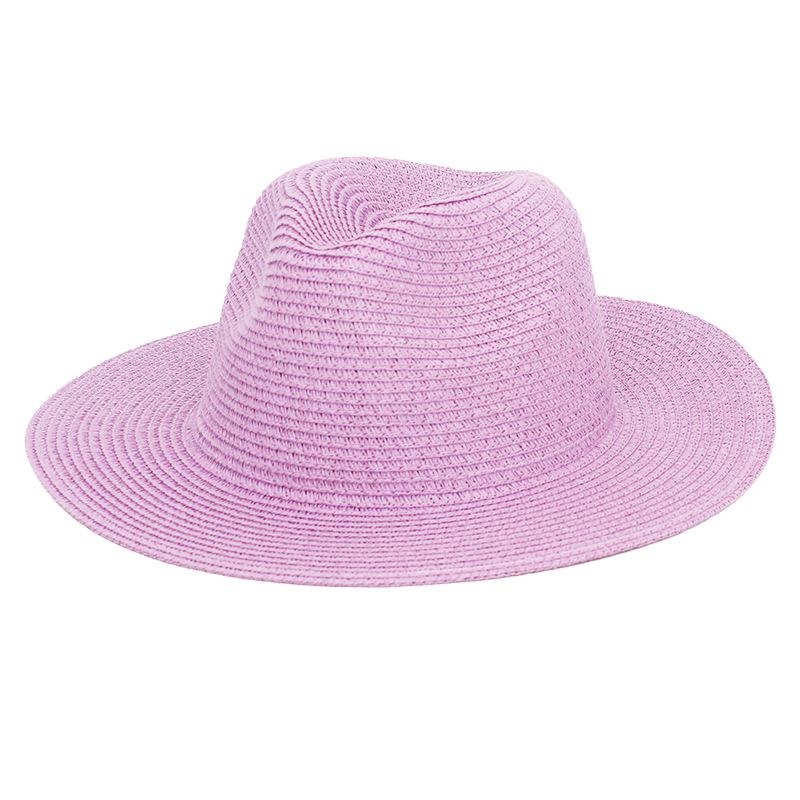 Cappello da Sole da Esterno a Tesa Larga Paglia Colore Unico Cappello da Cowboy Retrò Cappello da Viaggio Spiaggia Protezione Solare