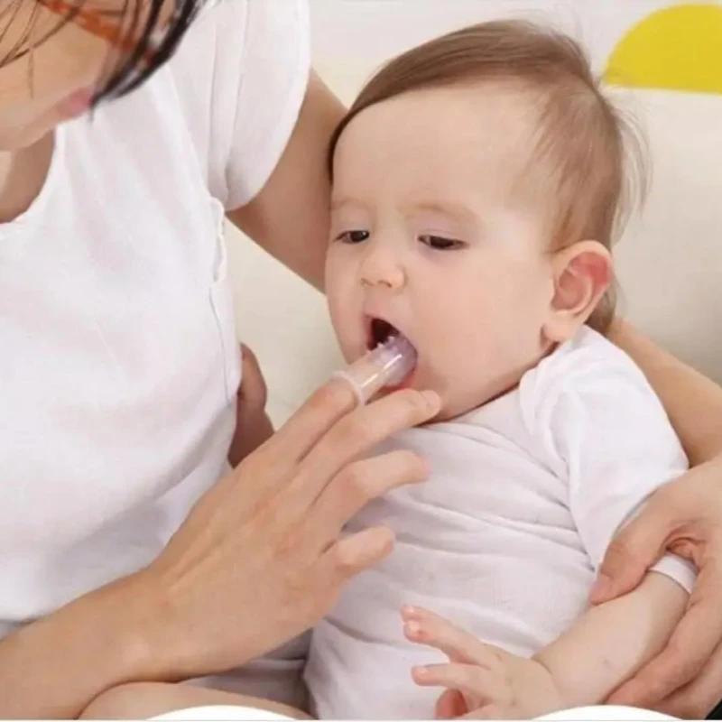 1Pcs Baby Kids Finger Soft Silicone Gum Teeth Clear Deciduous Infant Toothbrush Cleaning Massage Baby Finger Toothbrush With Box