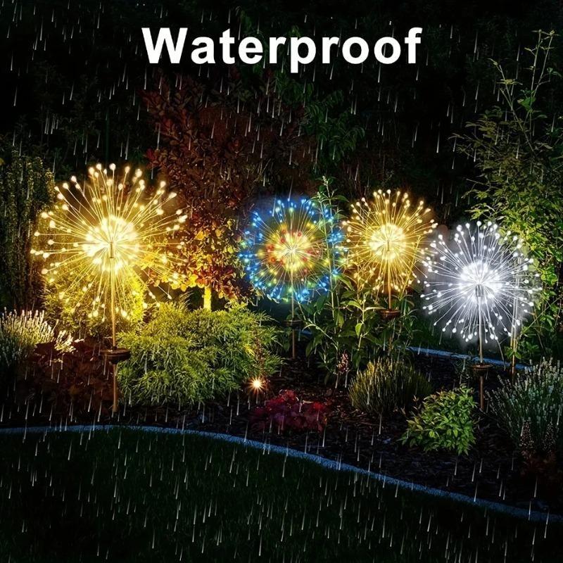 Solar Garden Lights 200LED Waterproof Outdoor Firework Lamps Copper Wire Fairy Lights for Lawn Pathway Yard Patio Garden Decorative Lighting