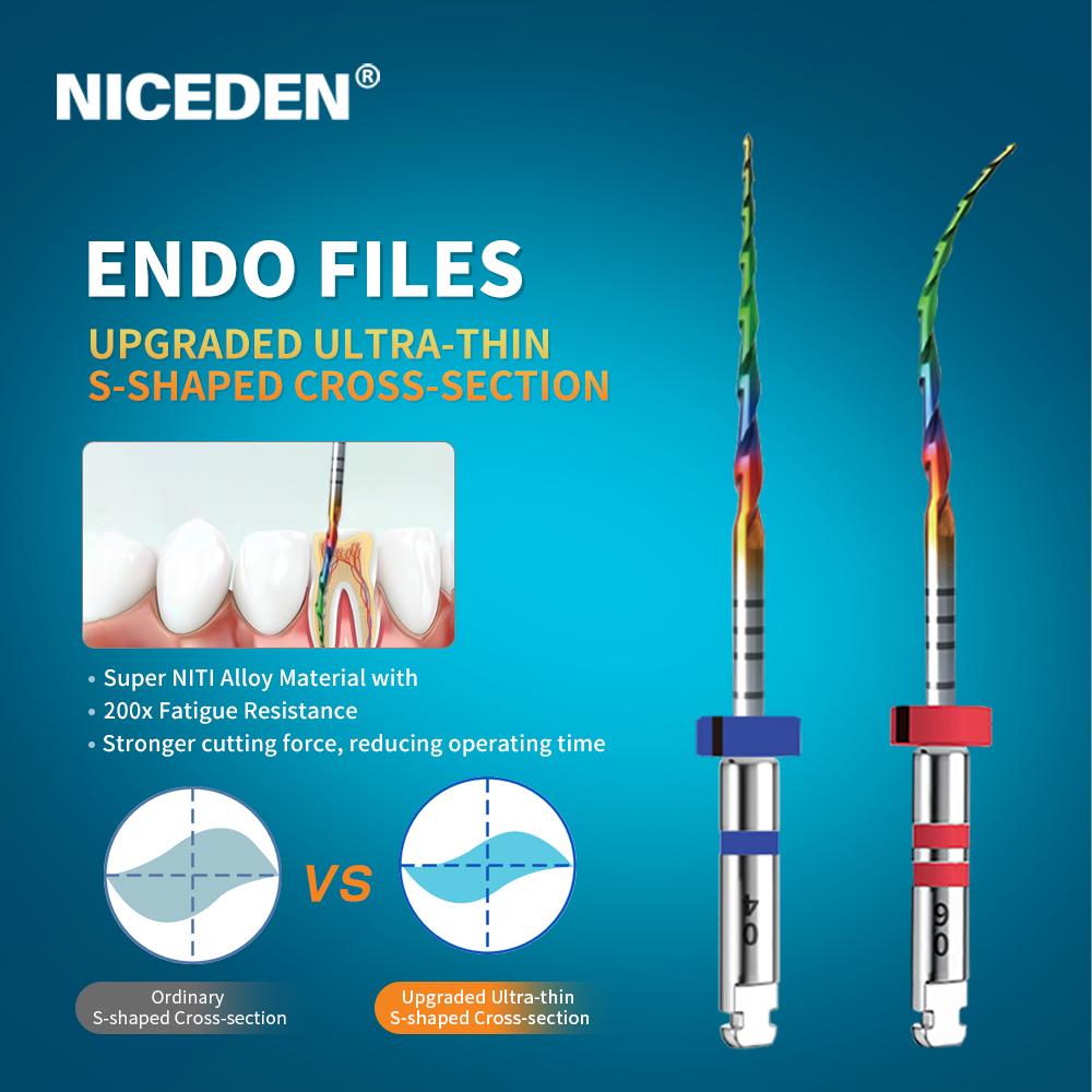 Rainbow-serien 6 stk/eske SX-F3 Blå Filer 21mm Varmeaktiverte NiTi Rotkanalfiler Kan Bøyes Endodontisk Behandling Roterende Fil 25mm