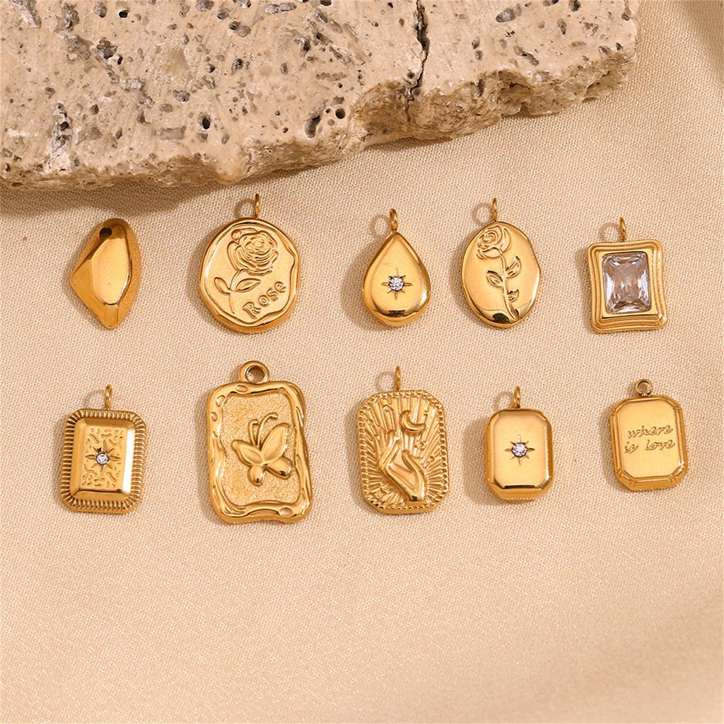 DIY Jewelry Making Necklace Pendant Practical Stainless Steel Gold Tone Pendant Charms For Handmade Accessories