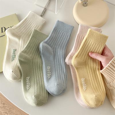 Cute Women's Socks Japanese Fashion New Spring Summer Female Simple Socks Soft Breathable Absorb Sweat Fresh Colorful Socks