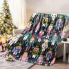 [Cozy Nutcracker Blanket] Soft Nutcracker Christmas Flannel - 1pc All-Season Throw with Clara Soldiers, Pink Golden Decor
