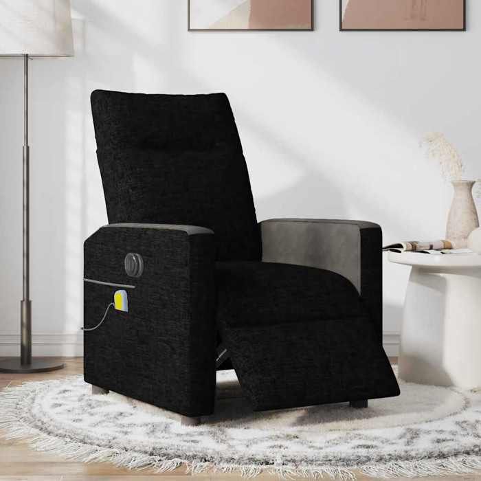 VidaXL Electric Reclining Massage Armchair Black Fabric 3324047