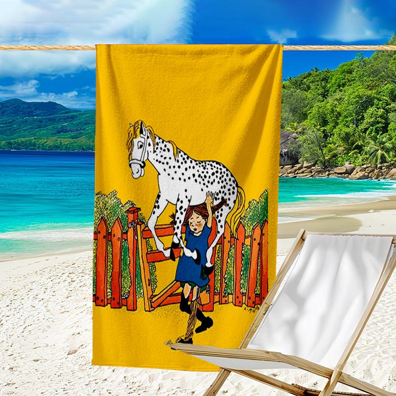 Serviette de plage ultra-douce sur le thème de Fifi Brindacier, Idéale pour la piscine - le camping, la plongée - Essentiel de voyage parfait, Serviette de plage vibrante.