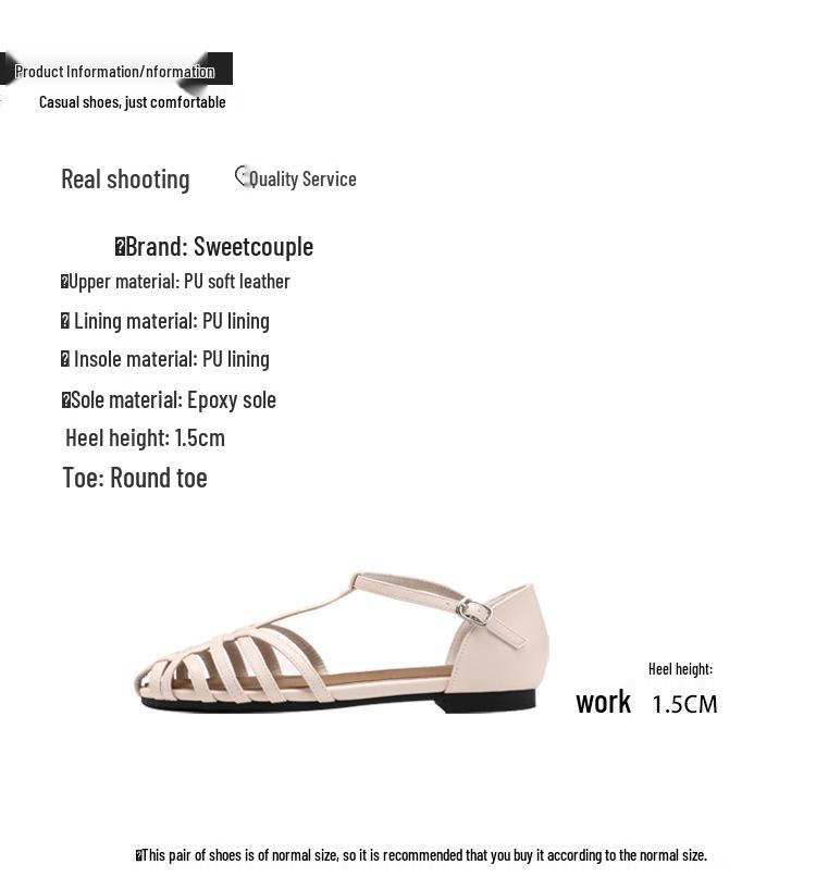 2025 Damen Atmungsaktive Gewebte Flache Sandalen - Geschlossene Zehen, Ein Schnalle, Sommermode, Römischer Stil
