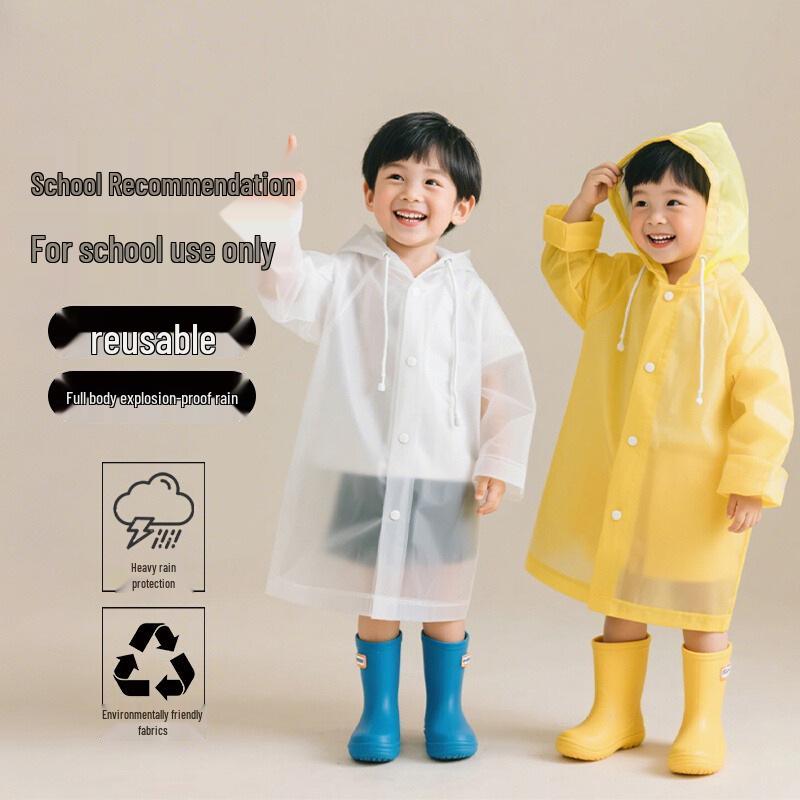 Children's Disposable Extended One-Piece EVA Raincoat with Backpack Cape