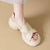 Open-toed Sandals Women's Summer Platform Muffin Women's Shoes Leather Fish Mouth Shoes Thick Heel High Heels