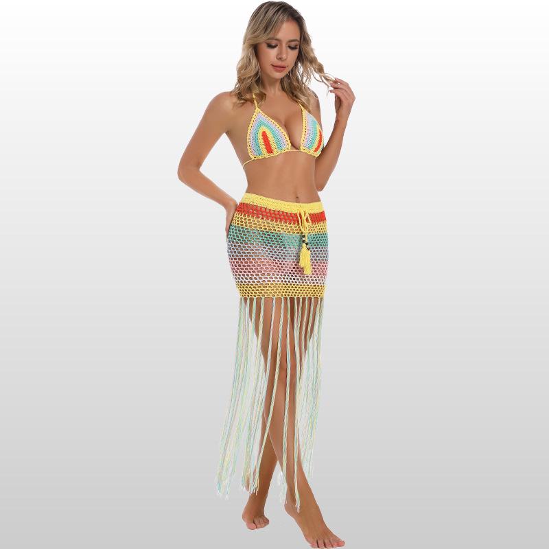 Handmade Crochet Long Dress Bikini Set Swimsuit